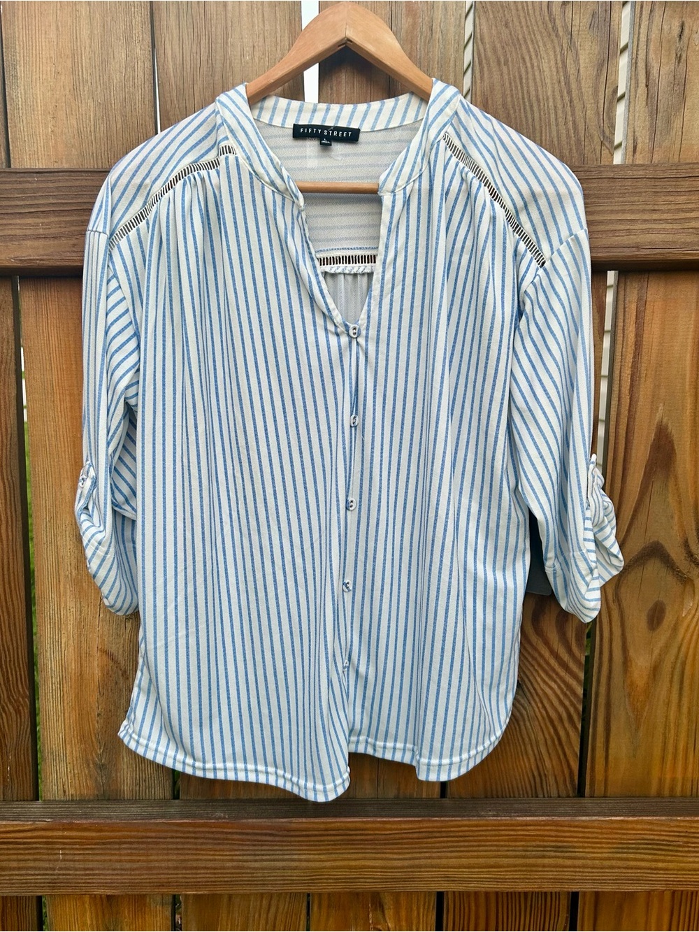 NWT Fifty Street Blouse Shirt Striped Soft Stretchy Lightweight  Sz. Large